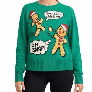 Ardene Festive Green Gingerbread Sweater
